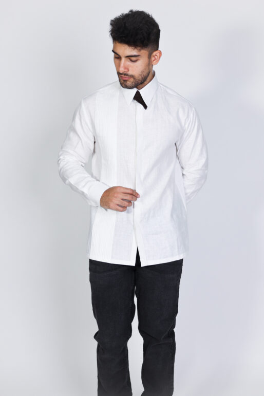 suede latched collar shirt